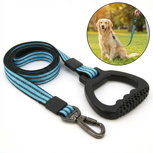 Reflecterende hondenriem met anti-slip handvat, sterke nylon trainingsriem.