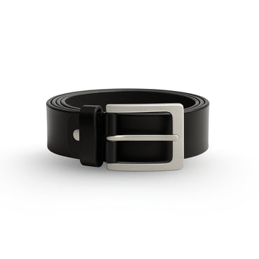 men's black belt, leather belt, classic buckle, stainless buckle