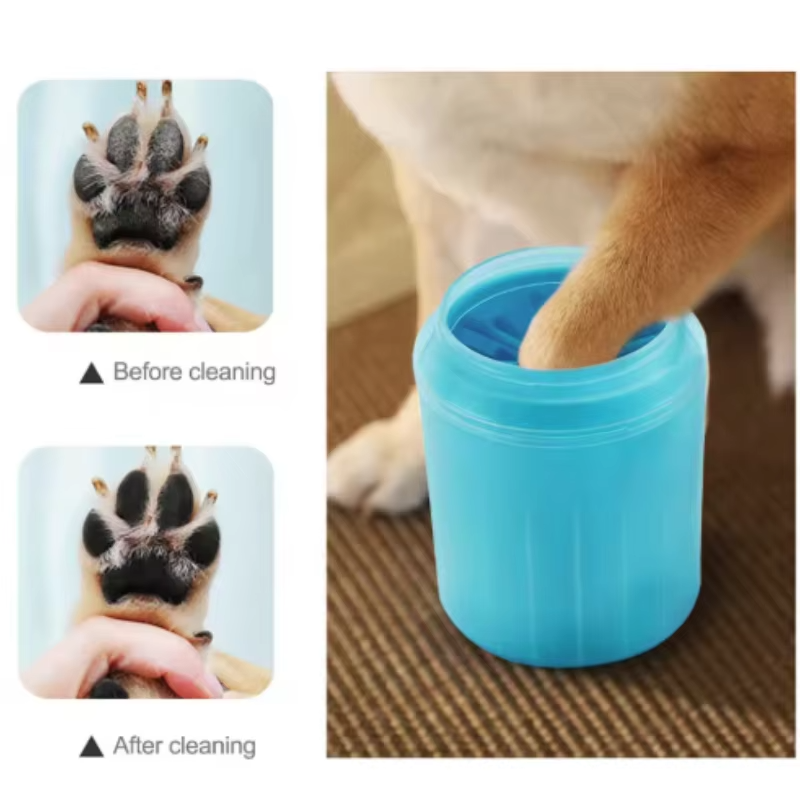 Hunde-Pfotenreinigungsbecher, Silikonbürste, tragbarer Fußreiniger