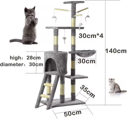140cm Kratzbaum für große Katzen, Kratzstamm, Katzenhöhle für Wohnungskatzen, stabil