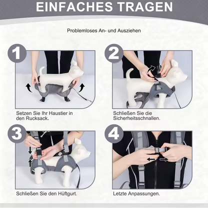 Verstelbare hondenrugzak, draagtas voor katten, ademend, voor huisdieren van 4–7 kg