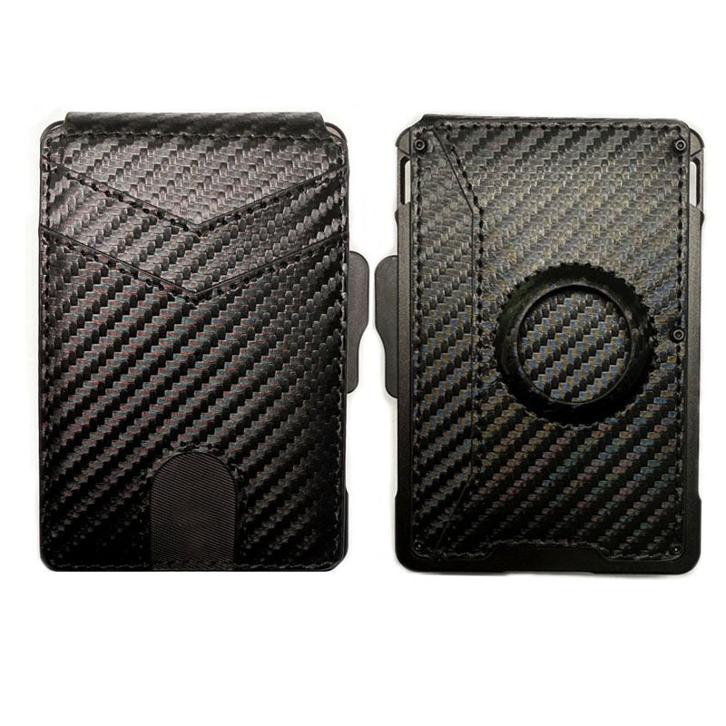 Carbon fiber patterned phone case with a metallic accent on a white background