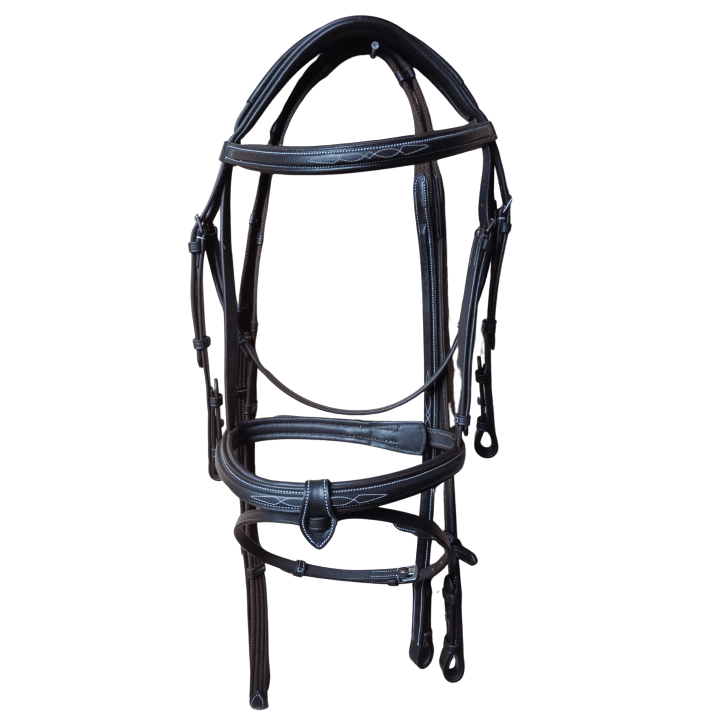 Black Leather Horse Bridle with Reins – Padded Fancy Stitch - BH-02 Havana - Youshaelia