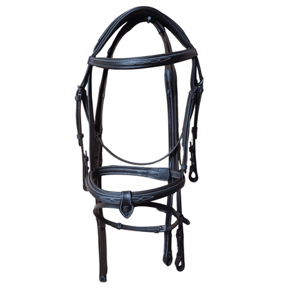 Black Leather Horse Bridle with Reins – Padded Fancy Stitch - BH-02 Havana - Youshaelia