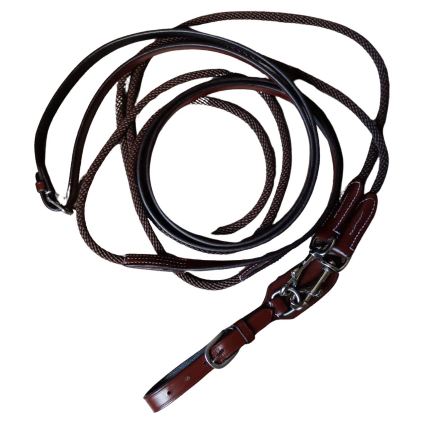Brown Leather & Rope Horse Reins – Clip-End Hybrid Reins - Youshaelia