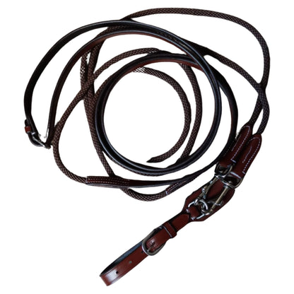 Brown Leather & Rope Horse Reins – Clip-End Hybrid Reins - Youshaelia