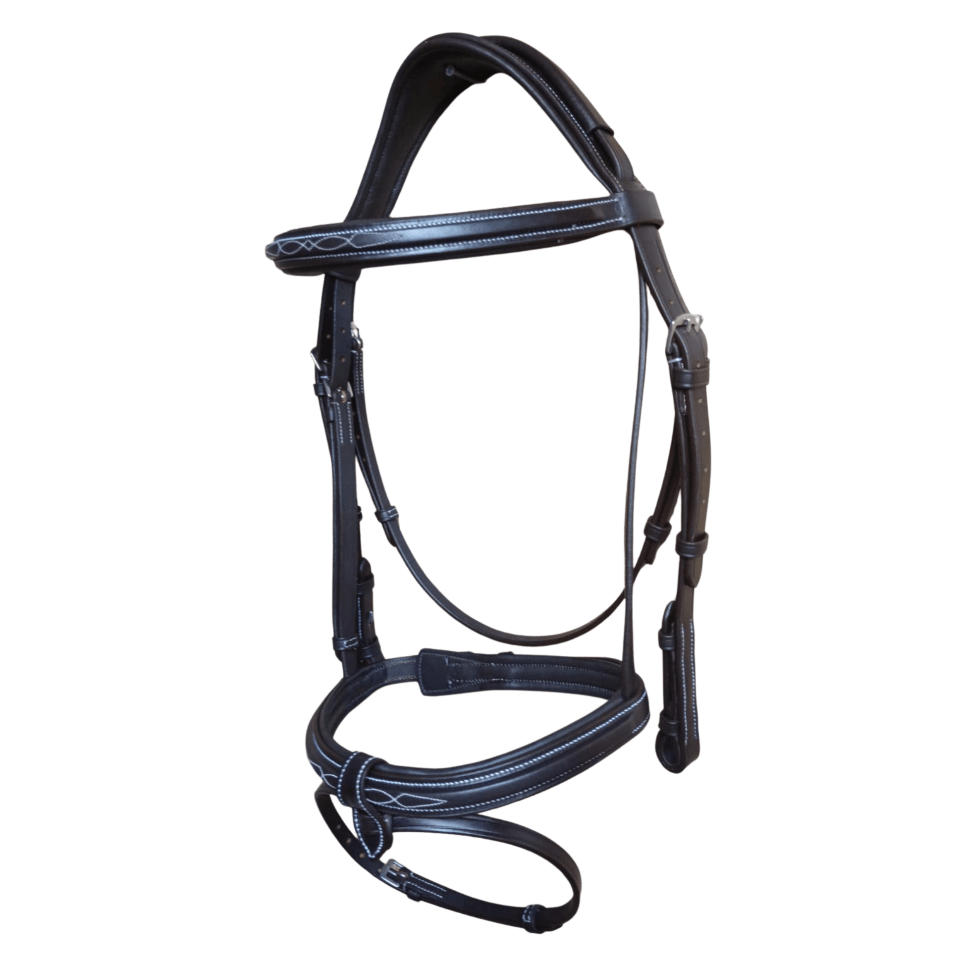 Black Leather Horse Bridle with Reins – Padded Fancy Stitch - BH-02 Havana - Youshaelia