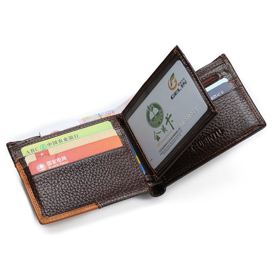 Brown leather wallet with multiple cards on a white background