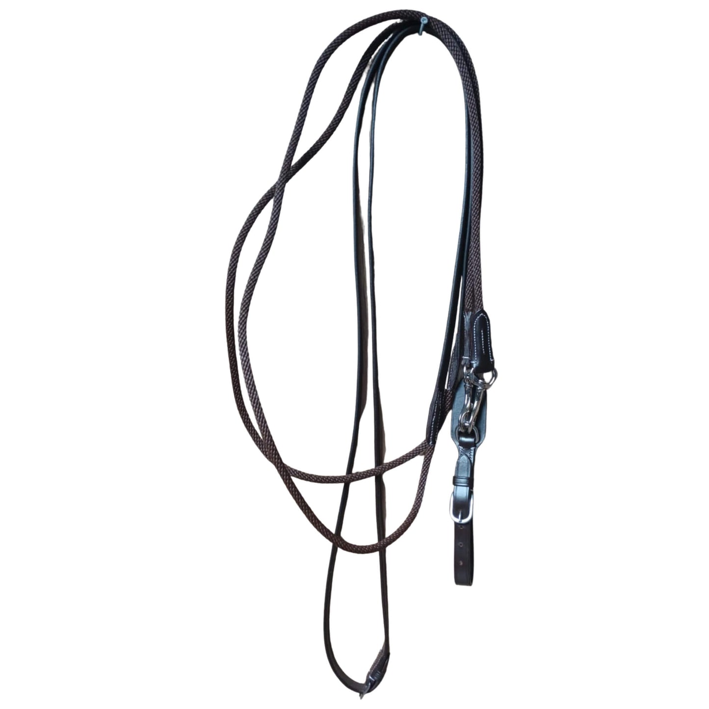 Brown Leather & Rope Horse Reins – Clip-End Hybrid Reins - Youshaelia