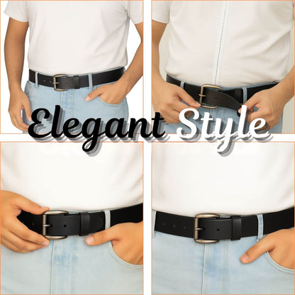 Person wearing a black belt with text 'Elegant Style' in a collage format.