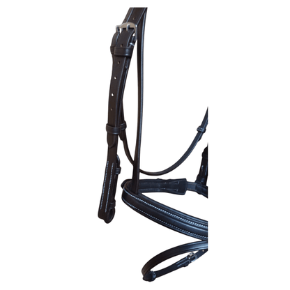Black Leather Horse Bridle with Reins – Padded Fancy Stitch - BH-02 Havana - Youshaelia